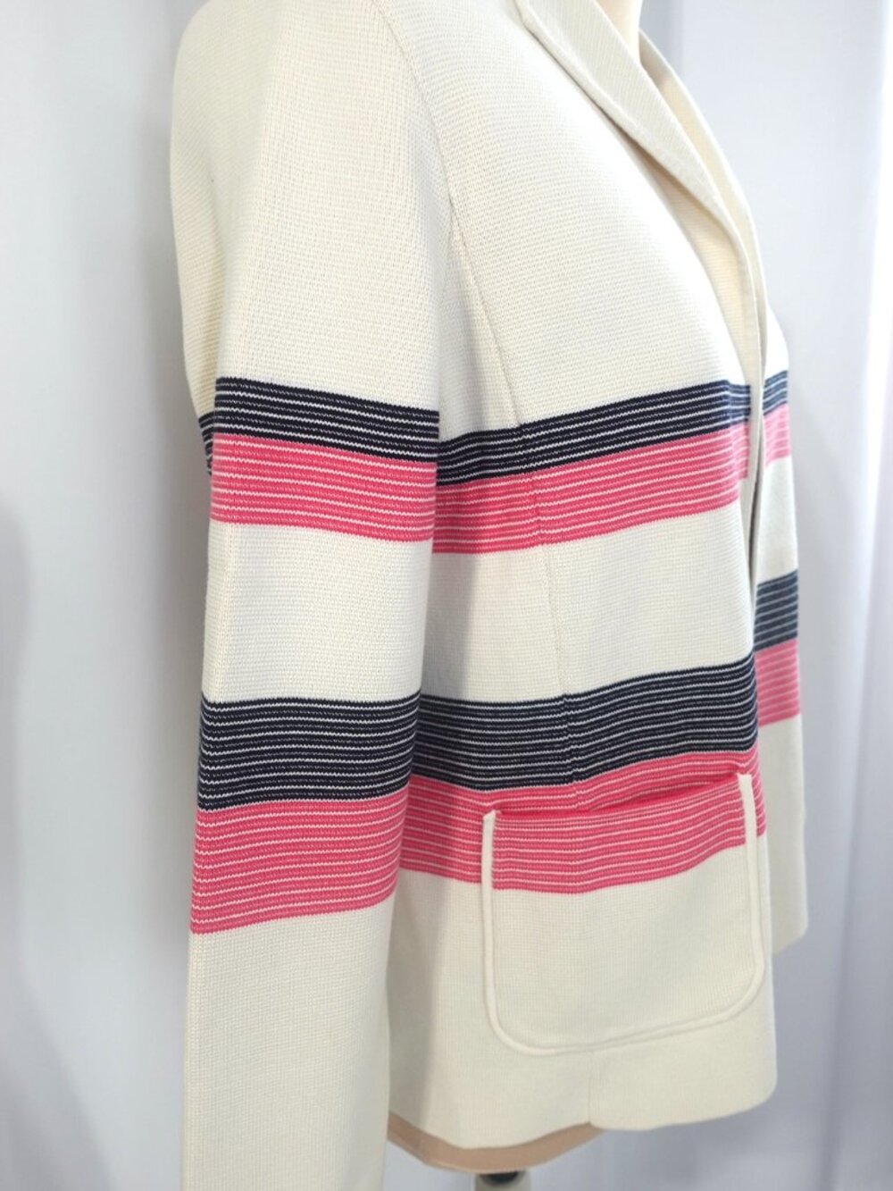 Talbots Women's Striped Open Front Cardigan Sweater